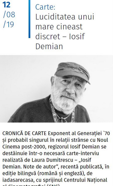 1-Luciditatea unui mare cineast discret Iosif Demian